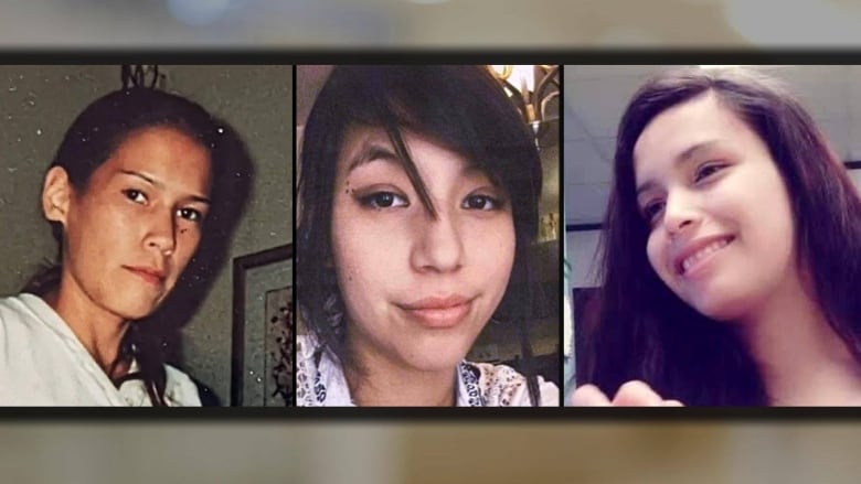 The faces of three First Nations women are pictured side by side.