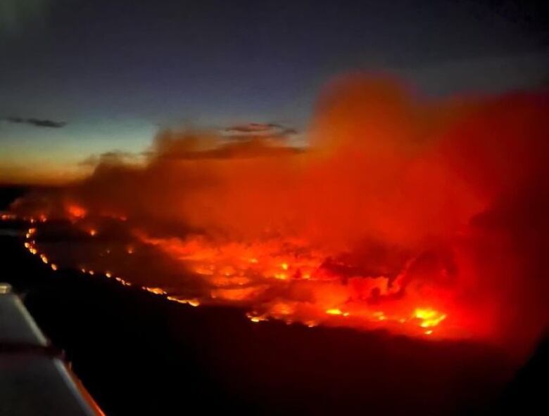 A wildfire as seen from the sky.