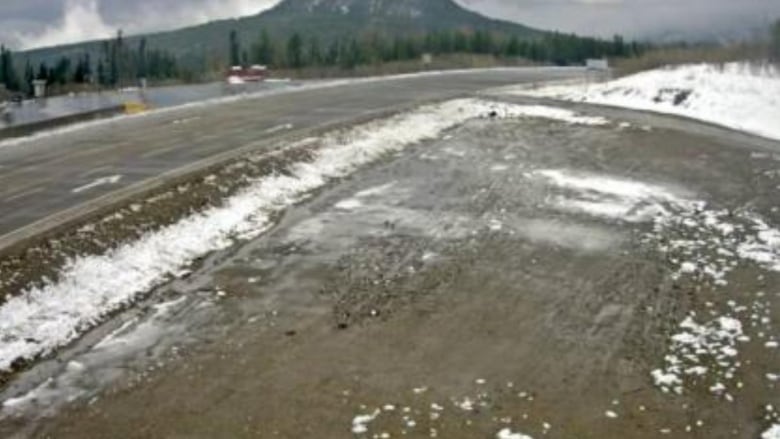 Snow on a road.