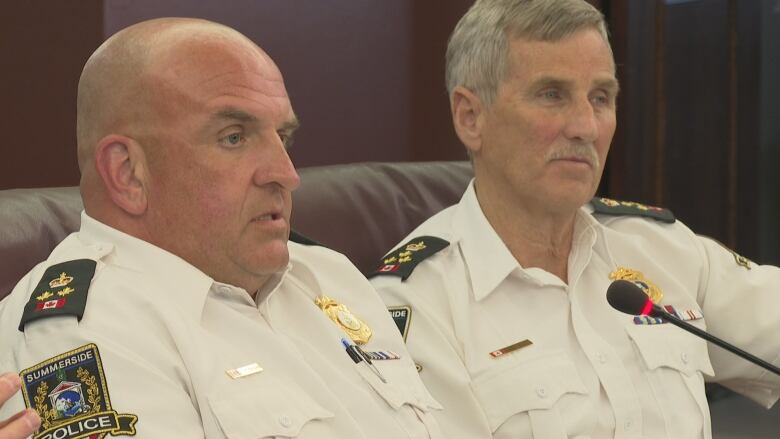 Summerside Deputy Police ChiefJ ason Blacquiere, left, and Summerside Police Chief Sinclair Walker told city council there were over 300 calls related to issues surrounding those dealing with addiction and homelessness. 