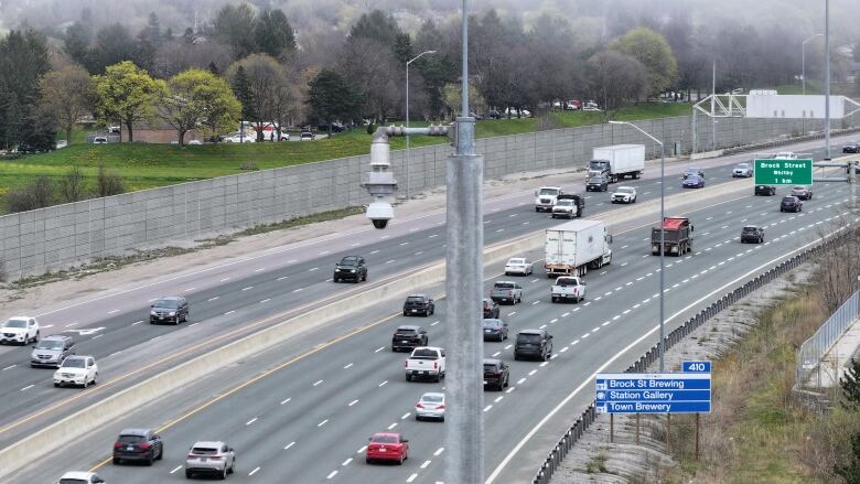 Cars on a highway.