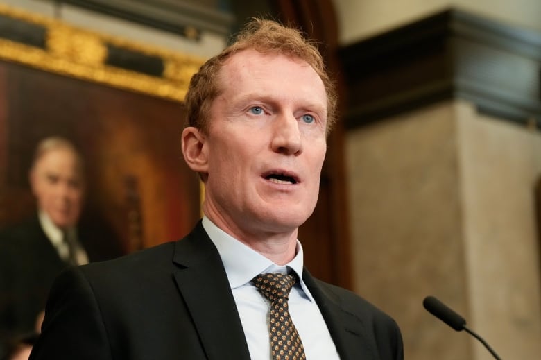 Immigration, Refugees and Citizenship Minister Marc Miller speaks during an announcement in the Foyer of the House of Commons, in Ottawa, Thursday, May 23, 2024.