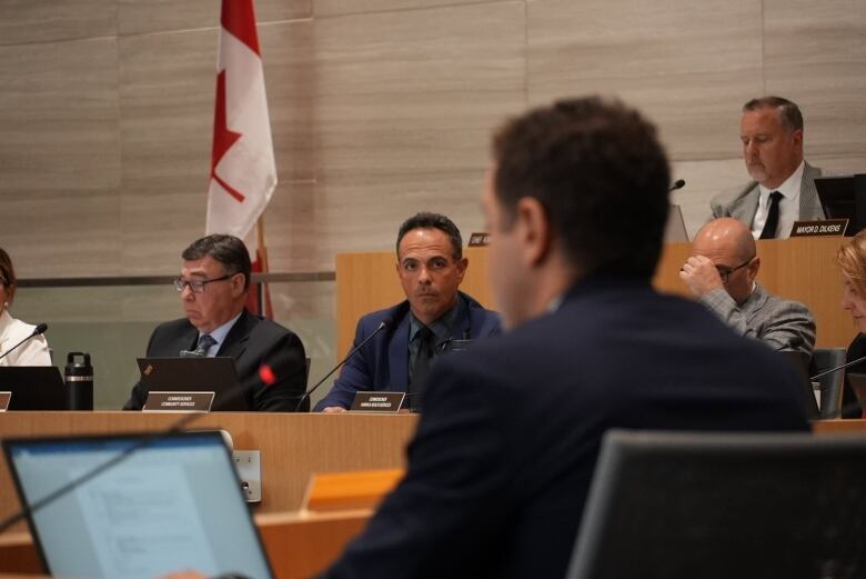 Ray Mansour, commissioner of community services, responds to questions during a city council meeting. 