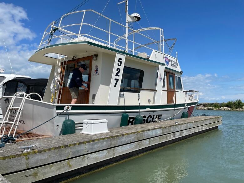 A new rescue boat docks out of Belle River Marina.