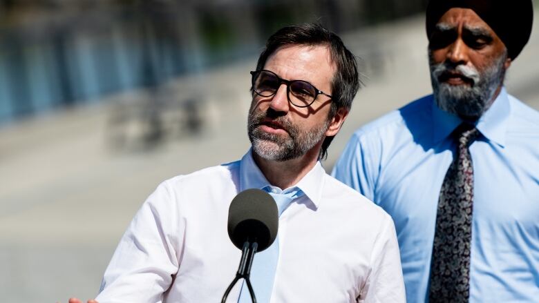 Steven Guilbeault, Minister of Environment and Climate Change delivers remarks on climate resiliency near the Ottawa River Pathway in Ottawa, Monday, June 3, 2024. THE CANADIAN PRESS/Spencer Colby