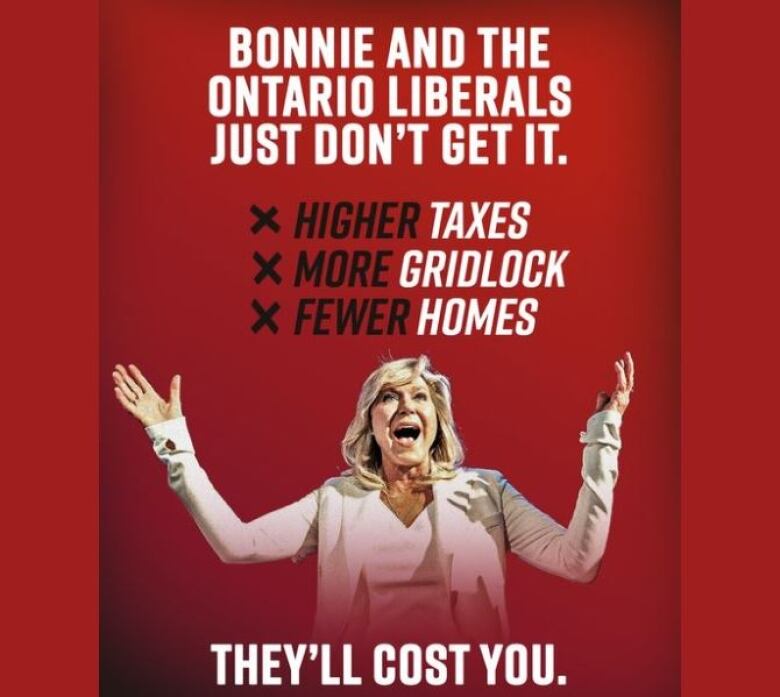 Digital advertisement by Ontario PC Party saying 'Bonnie and the Ontario Liberals just don't get it.' 