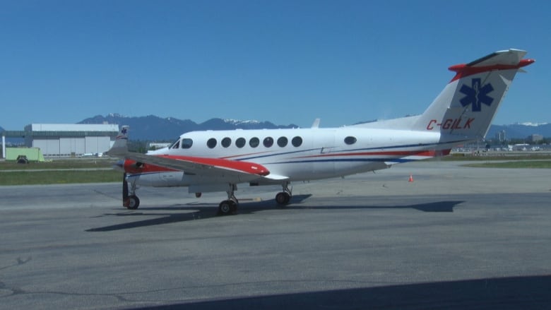 An air ambulance on the tarmac