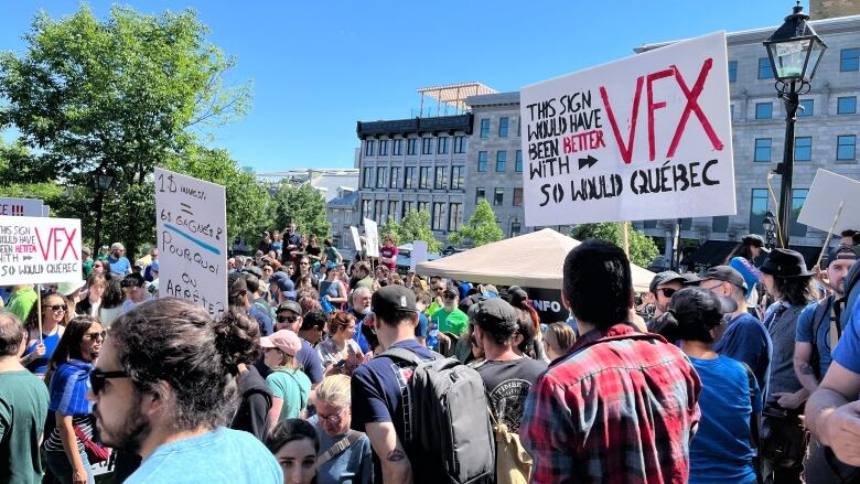 A protest outside