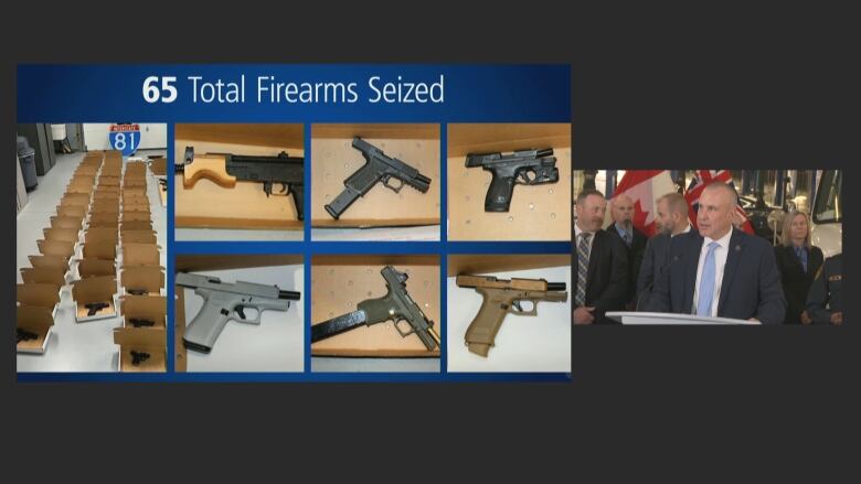 State police in Pennsylvania seized 65 firearms during a Sept. 2023 traffic stop. Weapons that Peel Police say were purchased with the proceeds of the Toronto gold heist. 