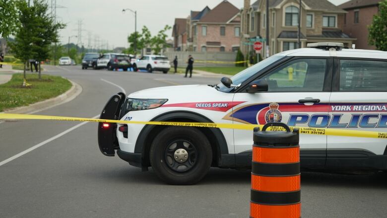 A York Regional Police SUV at the scene of a fatal collision in Kleinburg.