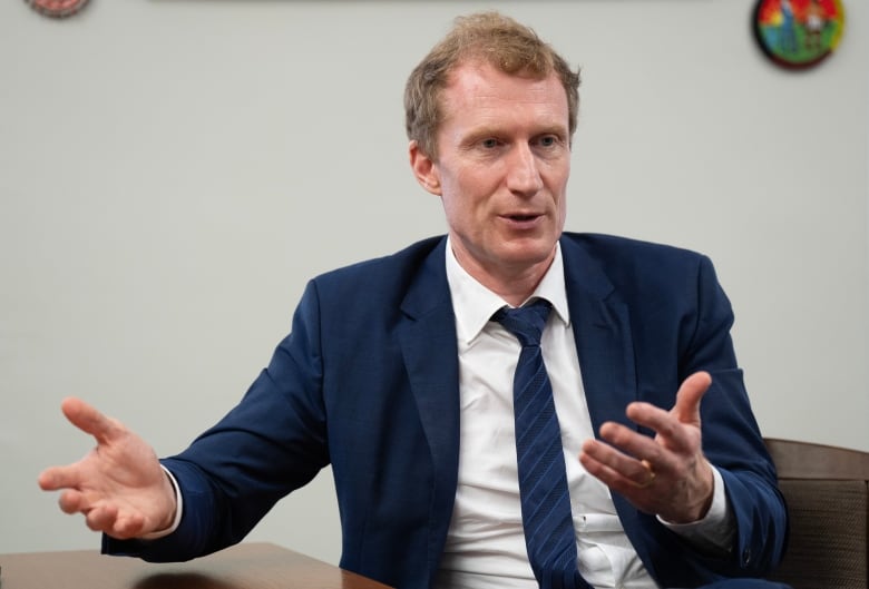 Immigration, Refugees and Citizenship Minister Marc Miller is seen during an interview with La Presse Canadienne in his parliamentary office, Friday, May 31, 2024 in Ottawa. 