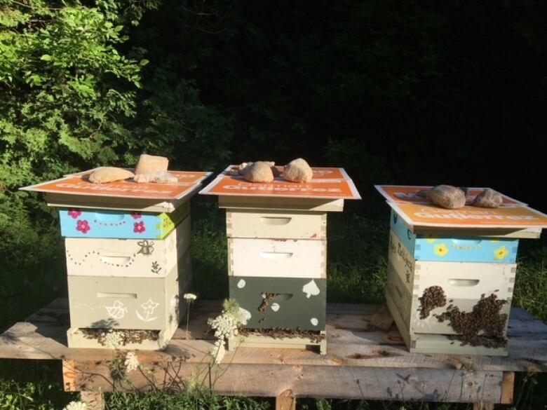 Wooden containers outside