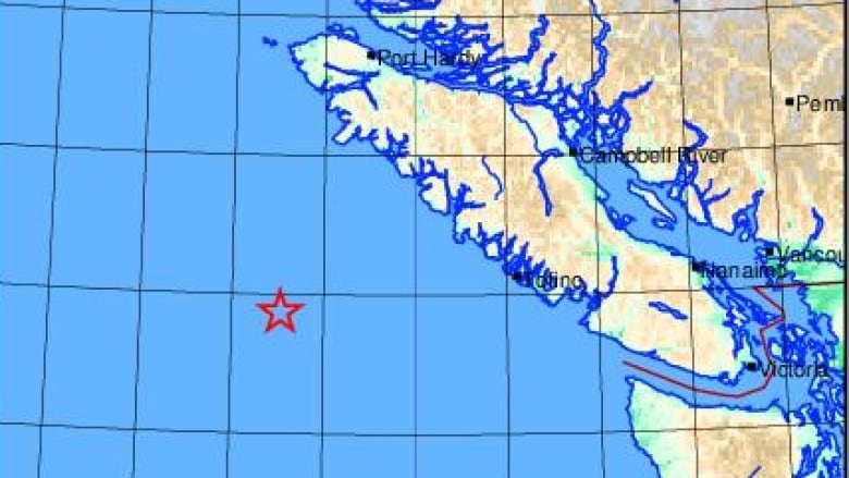 A map showing an earthquake