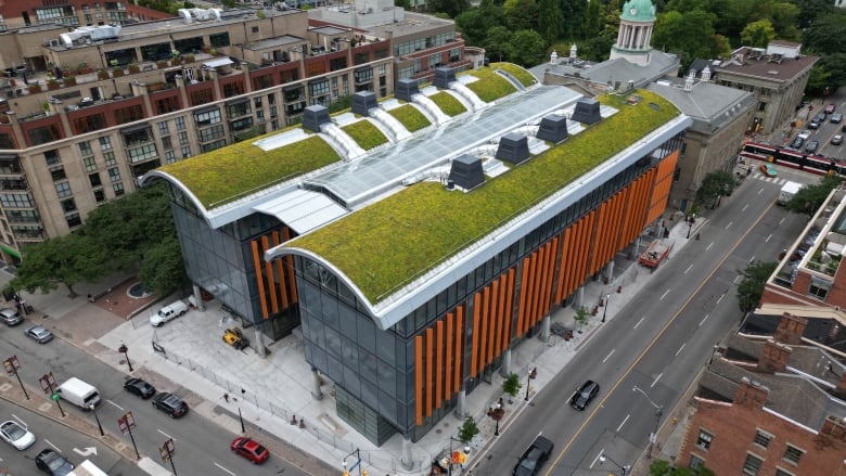 Drone view of the new north St. Lawrence Market building on July 11, 2024.