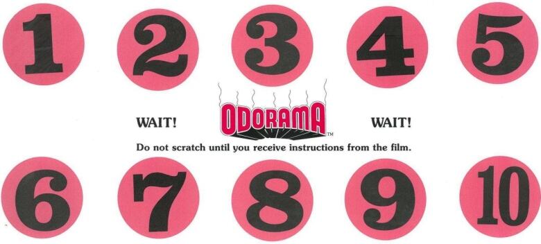 Here's what an Odorama scratch and sniff card looks like. It's a gimmick for the John Waters' film Polyester, in a special showing at the Globe Cinema on Thursday.