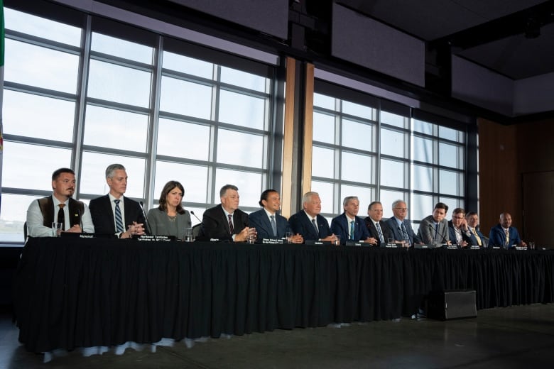 Canada's premiers hold a press conference to close the Council of the Federation meetings in Halifax on Wednesday, July 17, 2024. 