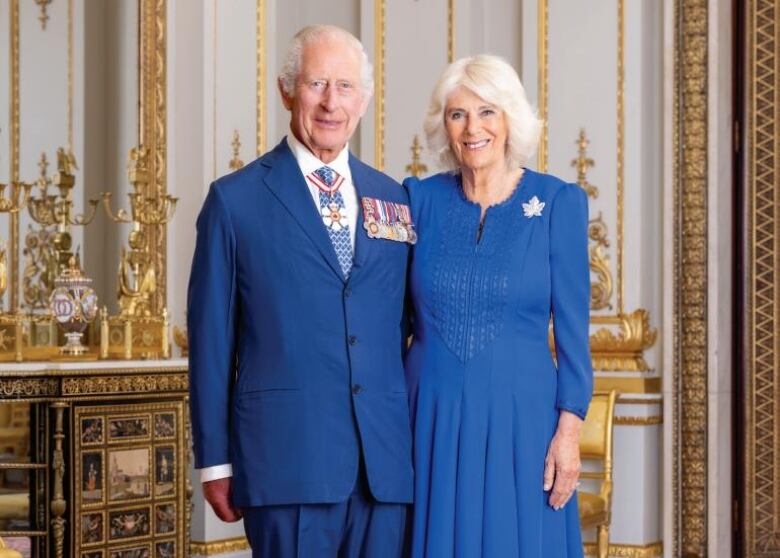 King Charles and Queen Camilla are pictured in the official Canadian portrait at Buckingham Palace in June 2024.