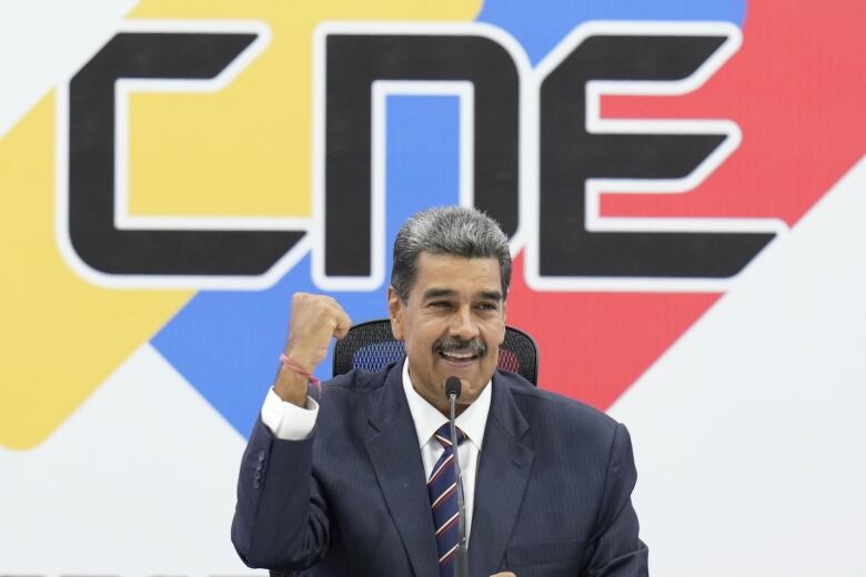 Venezuelan President Nicolas Maduro attends a ceremony at the National Electoral Council (CNE) that certifies him as the winner of the presidential election in Caracas, Venezuela, Monday, July 29, 2024.