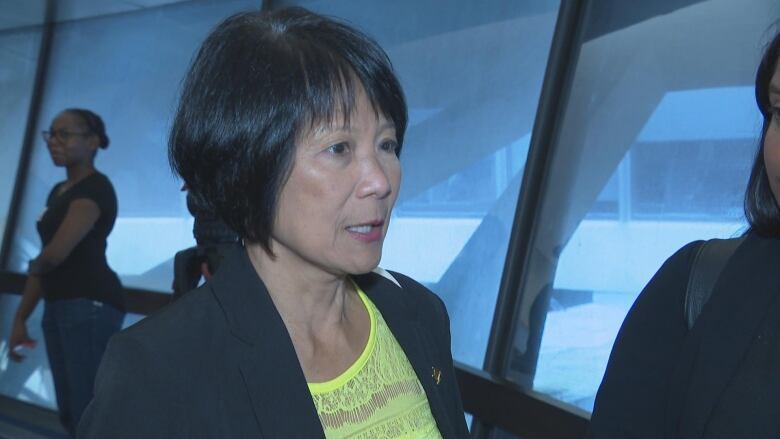 Toronto Mayor Olivia Chow speaks to attendees at a city hall hosted youth employment summit.