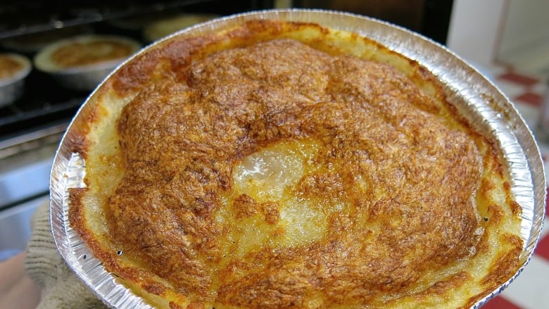 A baked rappie pie from D'Eon's Bakery is shown.