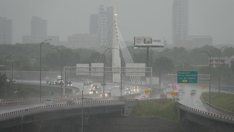 rainy city skyline