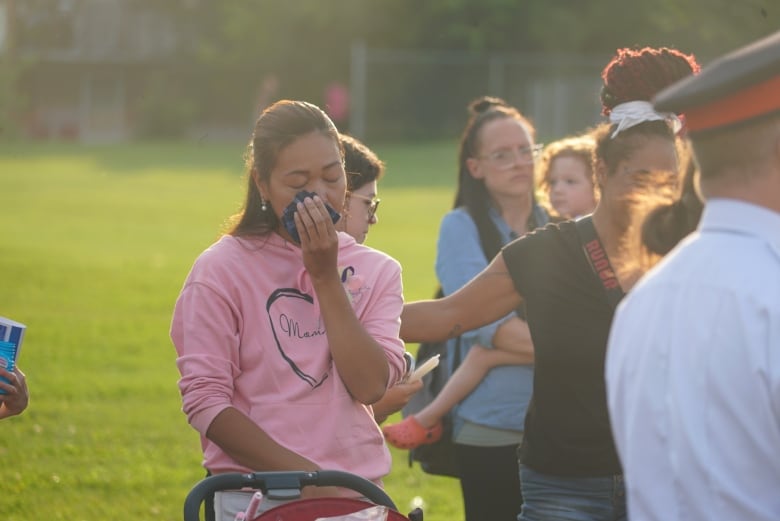 Karen Fermill, Anna Bielli's mother, was surrounded by people offering support, embraces, and sympathy on Wednesday.