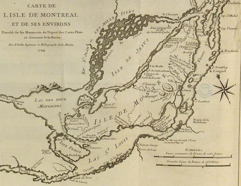 A 300-year-old map of Montreal and Laval. 