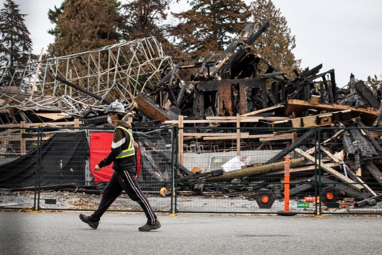 The remain of a burned building