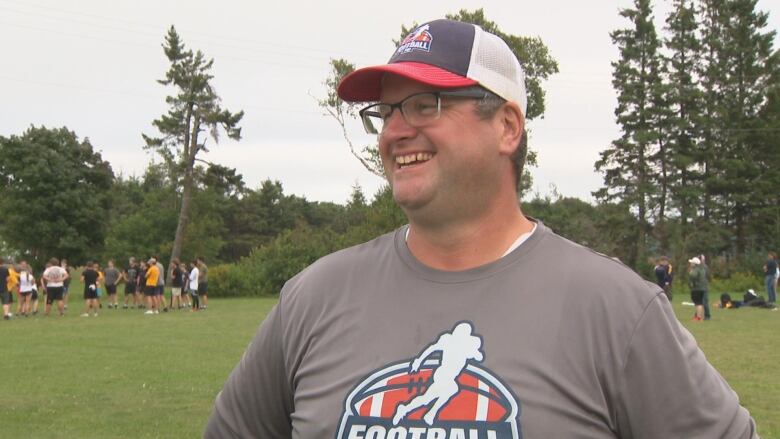 Steve Letner on a football field.