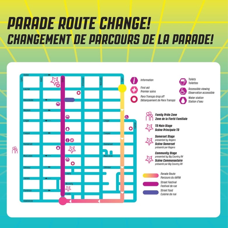 A map of the parade route through Ottawa's downtown.