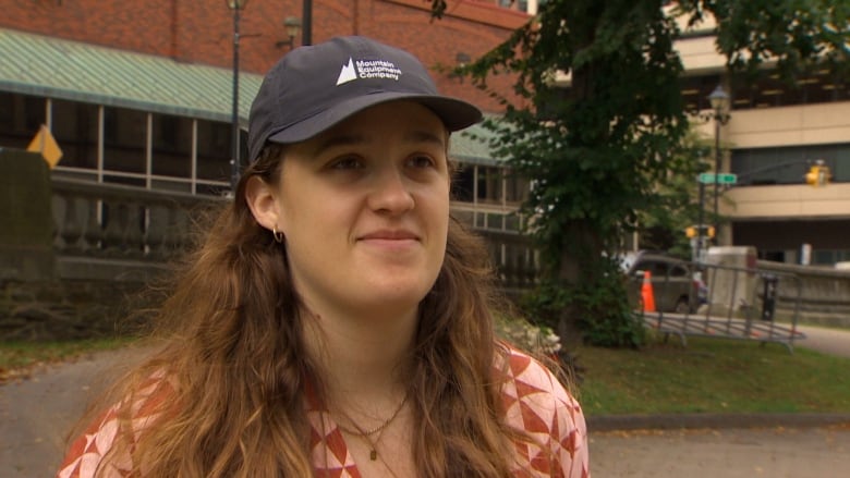 Mya stands at Grand Parade where a tent encampment was last winter. 