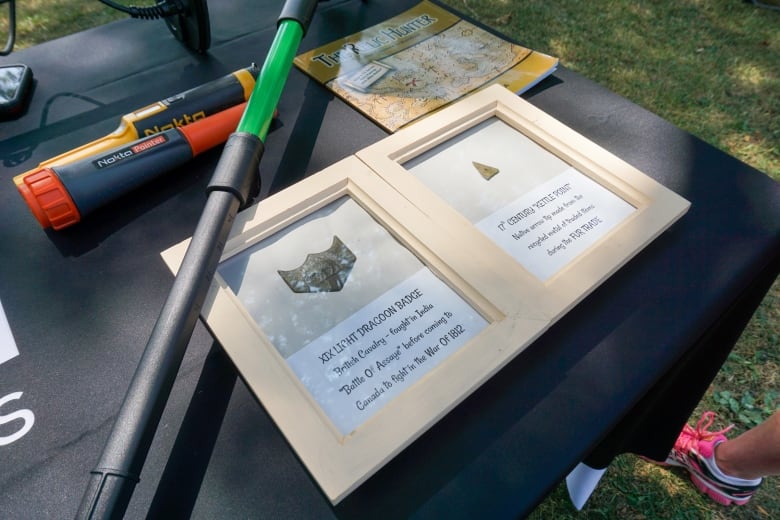 Two objects in a display case