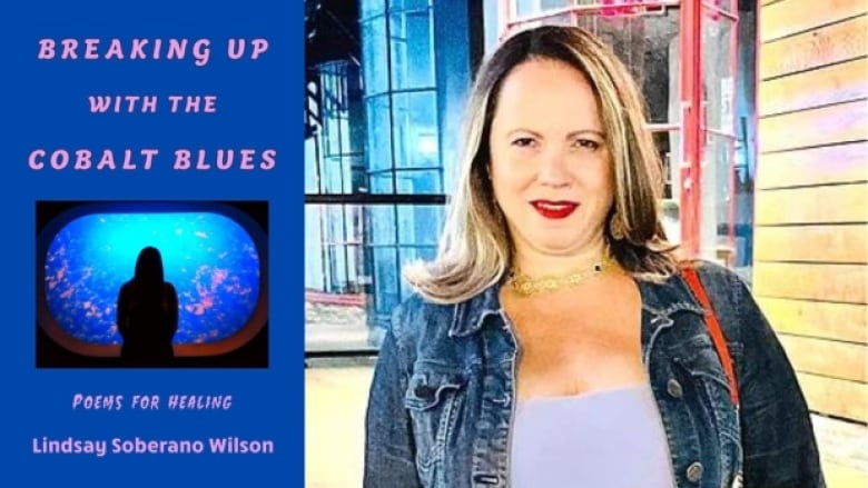 Breaking Up with the Cobalt Blues by Lindsay Soberano Wilson. Book cover shows a woman looking at an aquarium glass.