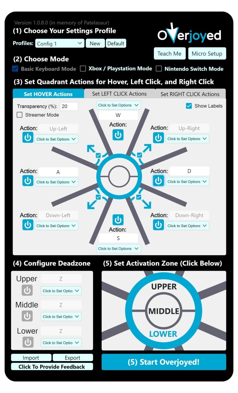 A screenshot showing a computer programs setting page that includes a wheel diagram. 