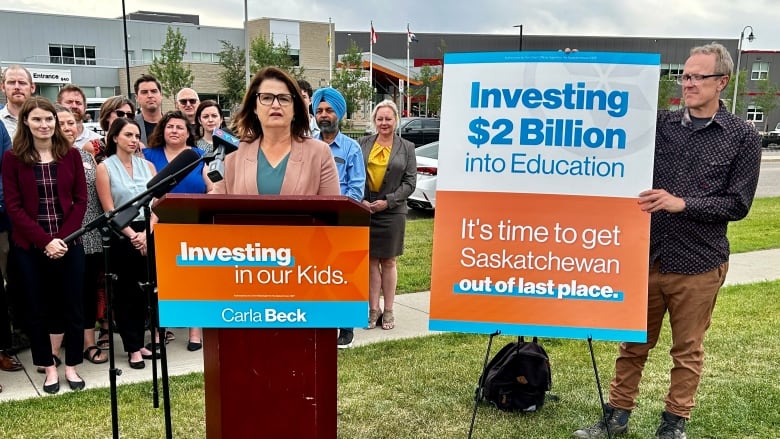 Saskatchewan NDP Leader Carla Beck pledged an additional $2 billion for K-12 education if elected over four years at an announcement in Saskatoon.