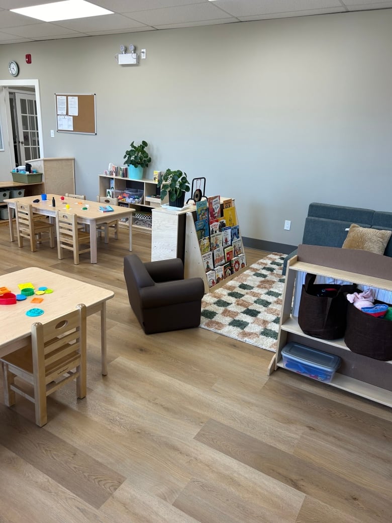 photo of inside of daycare with child sized tables and chairs