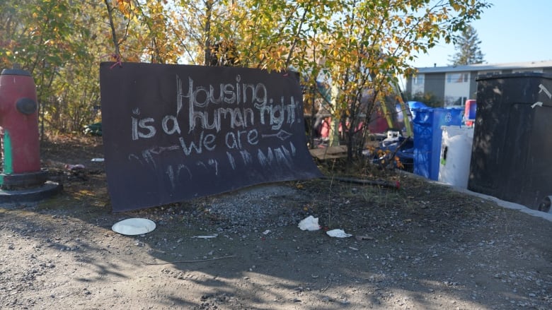 Sign that says housing is a human right