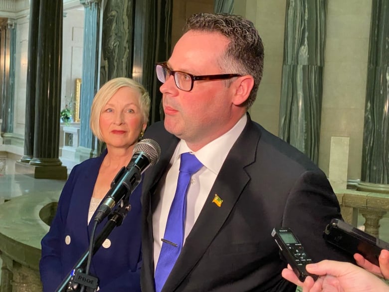 Jon Hromek, Leader of the Saskatchewan United Party, announced he was replacing Nadine Wilson (left) as party leader on May 16.