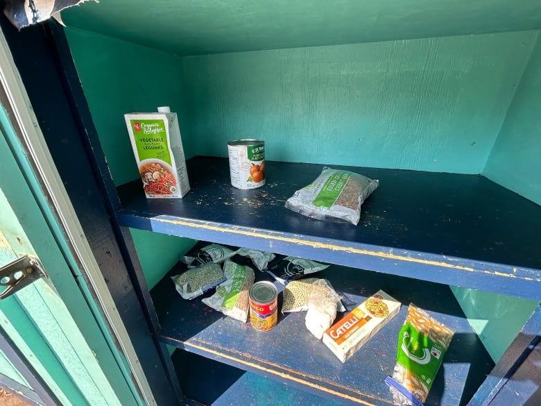 Dry food items in a pantry.