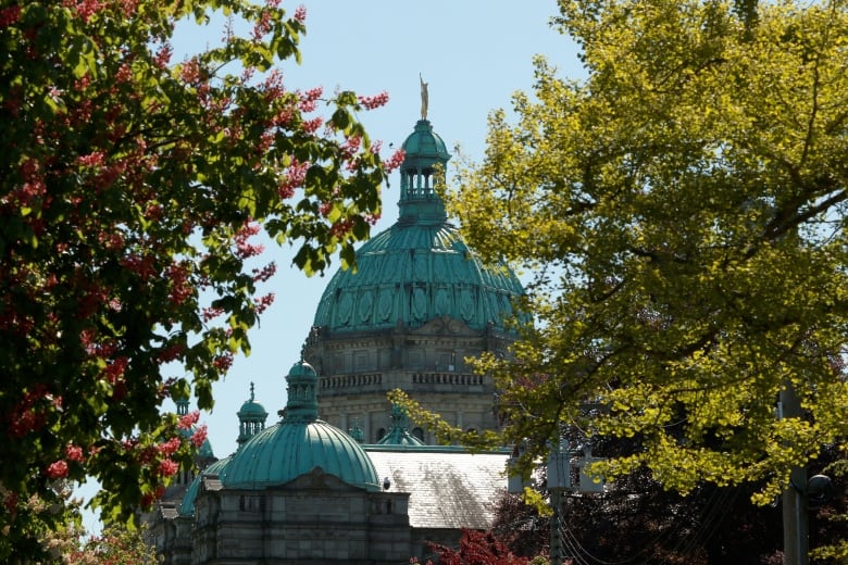 The green-topped B.C. legislative building.