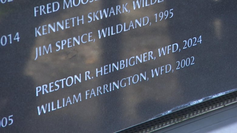 A memorial with a name etched on it. 