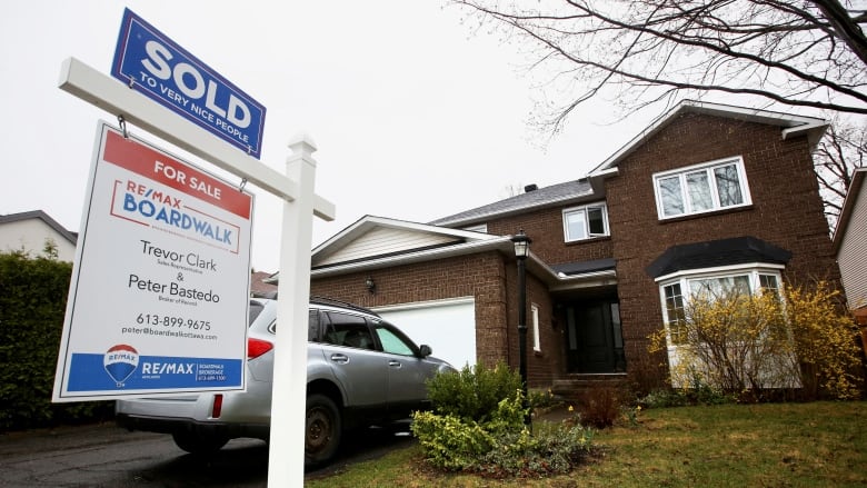 A house with a sold real estate sign is pictured.