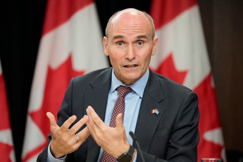 Public Services and Procurement Minister Jean-Yves Duclos replies to a question during a news conference in Ottawa, Tuesday, Oct. 1, 2024. THE CANADIAN PRESS/Adrian Wyld