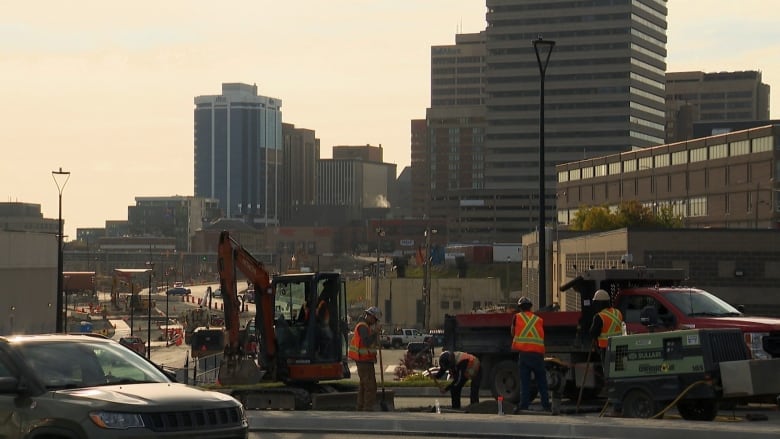 Crews work north of downtown Halifax as part of ongoing Cogswell District Project. 