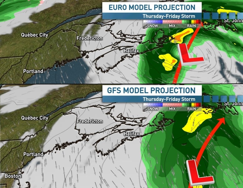 The track of the late week coastal storm has yet to be determined.