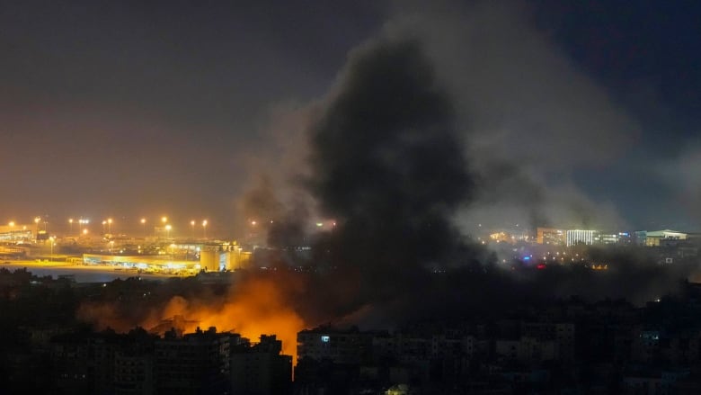 Smoke rises in the aftermath of an Israeli airstrike in Dahiyeh, Beirut, Lebanon, on Tuesday.