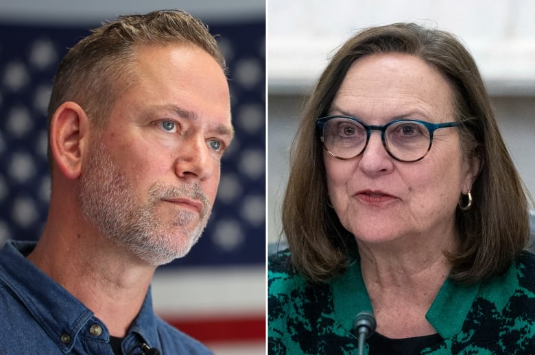 A bearded, blue-eyed man, and an older, bespectacled woman are shown in separate photos that have been combined.