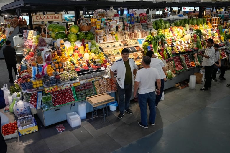 A view of a food market in Moscow in September.