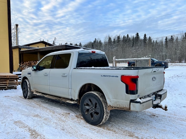 A grey Ford Electric full-sized truck