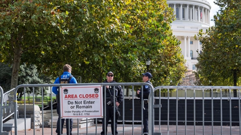 U.S. Capitol Police stand guard outside the U.S. Capitol building in Washington, D.C., on Monday.